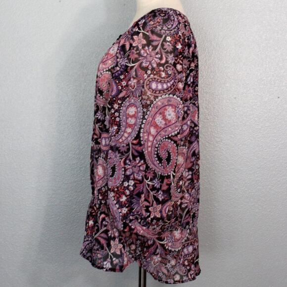 APT 9 Pink/Purple Paisley Sheer Blouse Size XL - Picture 5 of 9